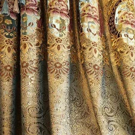 Luxury Golden Velvet Embroidered Curtains for Living Room Bedroom Elegant Hollow Shading Drapes Custom Valance Tulle Villa Decor - FLORANZANI- Beauté & Santé