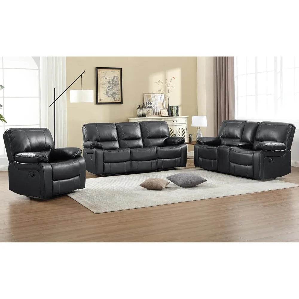 Electric sofa Faux Leather Manual Recliner Sofa Set,Reclining Sofa and 3 Seat Recliner Sofa,Couch Furniture Set for Living Room - FLORANZANI- Beauté & Santé