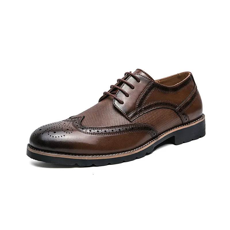 Handmade Oxford Shoes for Men Wingtip Leather Brogue Men's Dress Shoes Classic Business Formal Shoes Male Calfskin Leather Shoe - FLORANZANI- Beauté & Santé