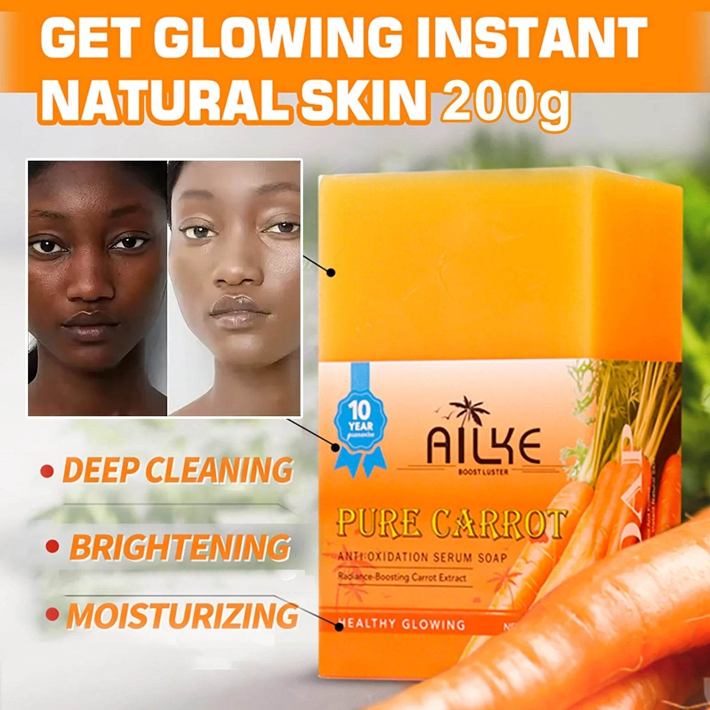 AILKE Pure Carrot Anti-Oxidation Serum Soap, Skin Brightening Soap Bar, Cleaning Stains, With Vitamin C - FLORANZANI- Beauté & Santé