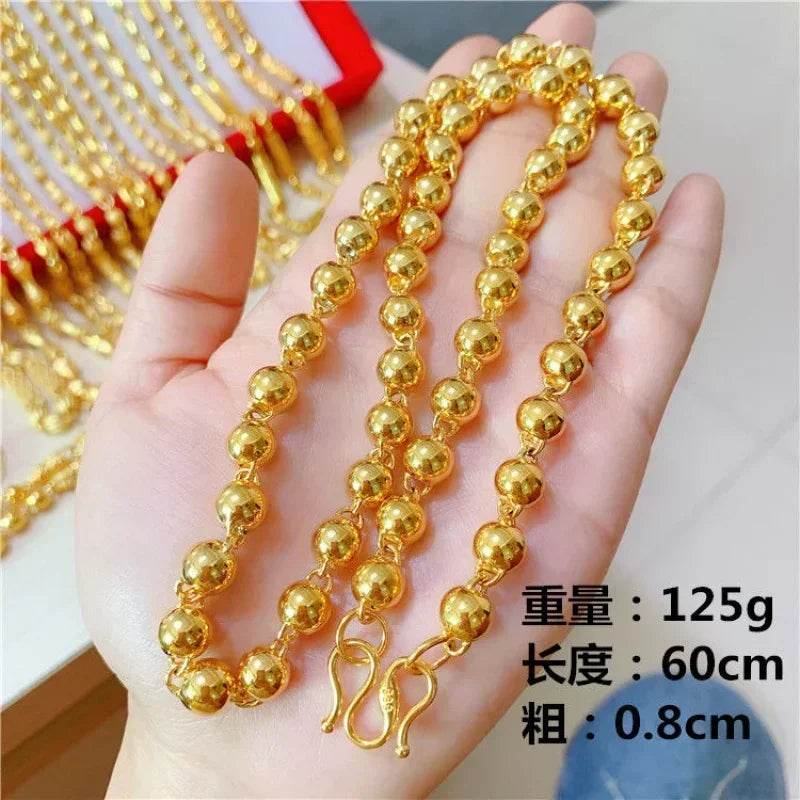 Mens and womens 18K gold necklace AU750 ball chain transfer domineering jewelry boss chain free shipping with certificate - FLORANZANI- Beauté & Santé