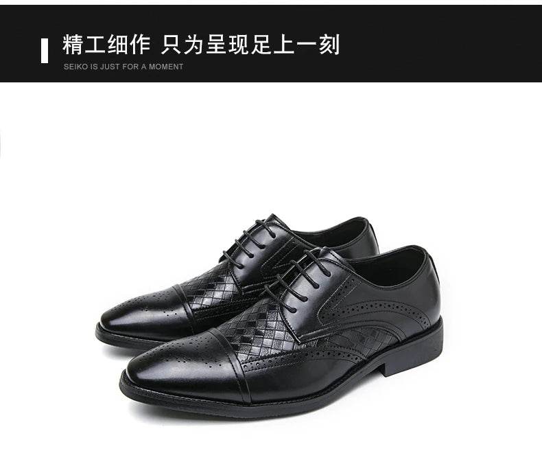 Weaving Formal Shoes For Men Brown Leather Men's Shoes Fashion Stitching Elegant Mans Autumn Footwear Male Wedding Shoes - FLORANZANI- Beauté & Santé