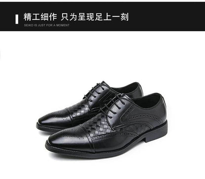 Weaving Formal Shoes For Men Brown Leather Men's Shoes Fashion Stitching Elegant Mans Autumn Footwear Male Wedding Shoes - FLORANZANI- Beauté & Santé