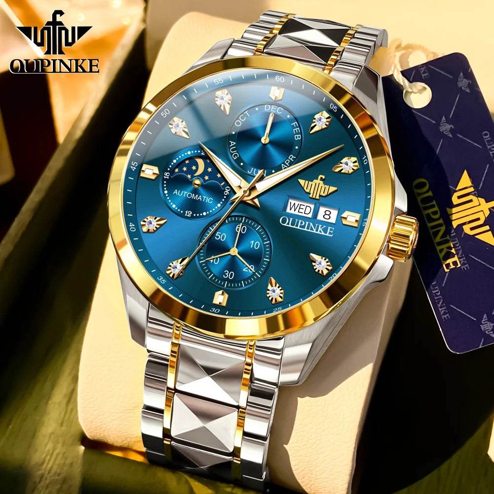 OUPINKE 3298 Mens Watch Original Automatic Mechanical Multifunctional Watch 50M Reloj Waterproof Luminous Watches Luxury Men - FLORANZANI- Beauté & Santé