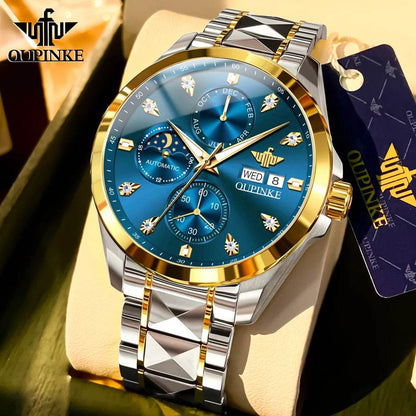 OUPINKE 3298 Mens Watch Original Automatic Mechanical Multifunctional Watch 50M Reloj Waterproof Luminous Watches Luxury Men - FLORANZANI- Beauté & Santé