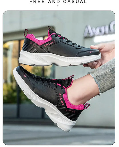 Women's Casual Shoes Breathable Walking Strap Flat Shoes Sports Tennis Women's White and Black Casual Training Shoes New 2024