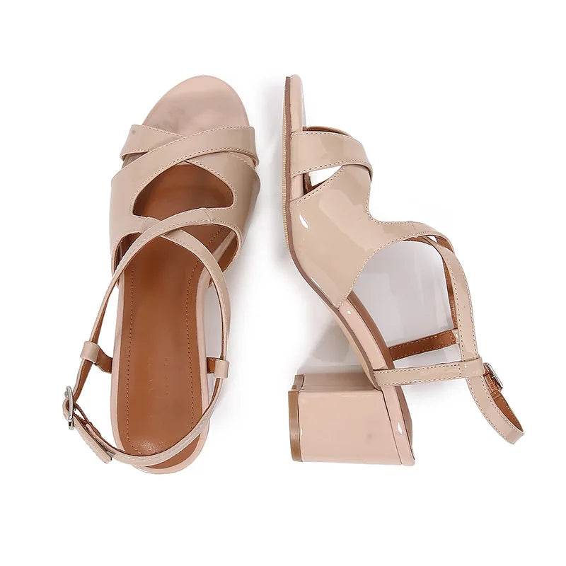 Block Heels Sandals Elegant Woman Heeled Shoes Summer Trendy Peep Toe Party Sandal Chunky Pumps Women High Heels Luxury Footwear - FLORANZANI- Beauté & Santé