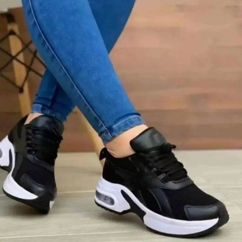 Plus Size 35-43 Women Tennis Shoes for Outdoor Sneakers Lace Up Wedge Platform Shoes Ladies Air Cushion Gym Sport Traines Womens - FLORANZANI- Beauté & Santé