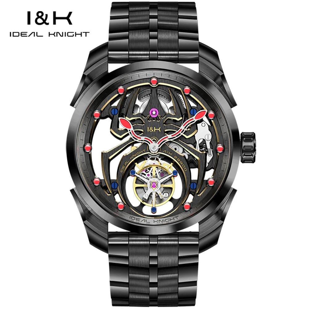 IDEAL KNIGHT 6802 Men's Watch Luxury Hollow Spider Design Tourbillon Automatic Mechanical Men Watch High end Fashion Brand Watch - FLORANZANI- Beauté & Santé