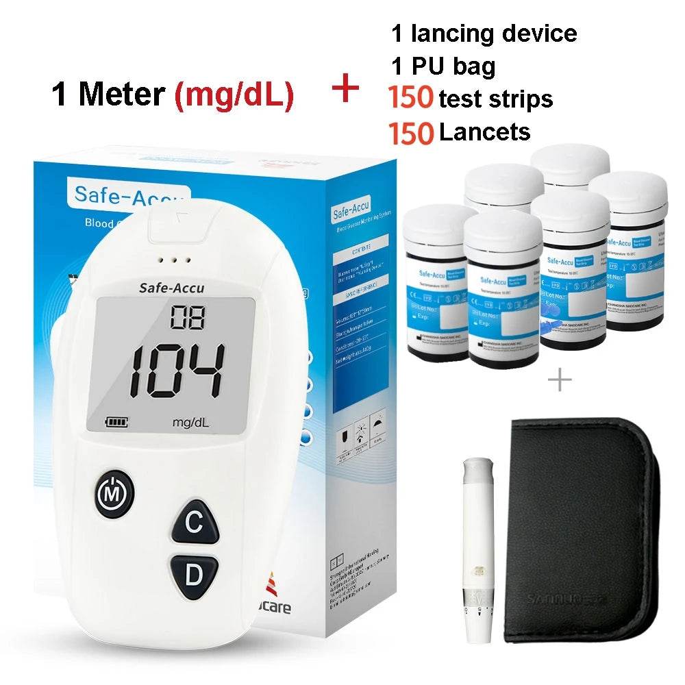 Sinocare Safe-Accu Blood Glucose Meter Glucometer Kit Diabetes Tester 50/100 Test Strips Lancets Medical Blood Sugar Meter - FLORANZANI- Beauté & Santé