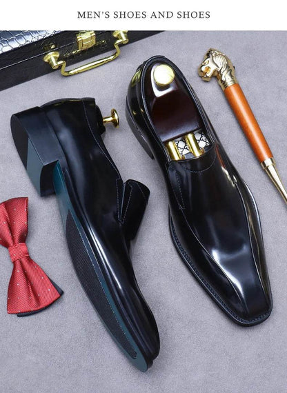 Business Formal Shoes Men's Cowhide Genuine Leather Pointed Toe Loafers Men's Office High Quality Leather Shoes Men's Suit Shoes - FLORANZANI- Beauté & Santé