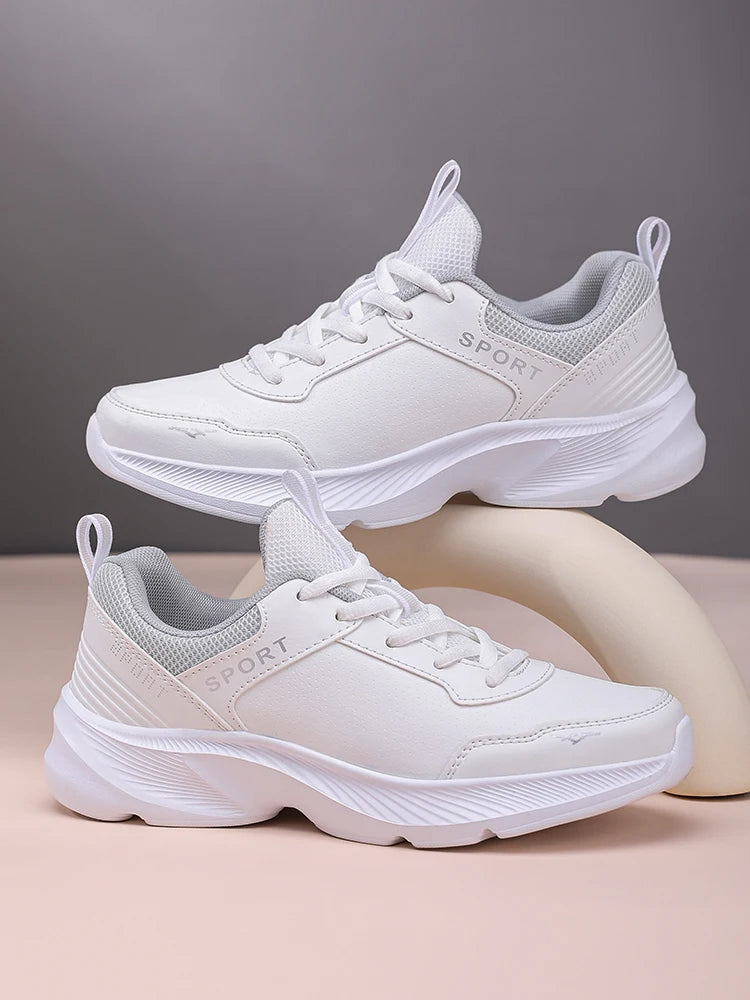 Women's Casual Shoes Breathable Walking Strap Flat Shoes Sports Tennis Women's White and Black Casual Training Shoes New 2024