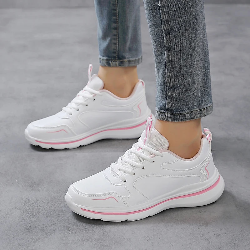 Women Casual Sneakers Running Sport Shoes Mesh Breathable Female Walking Jogging Shoes Comfortable Black White Tennis Sneakers