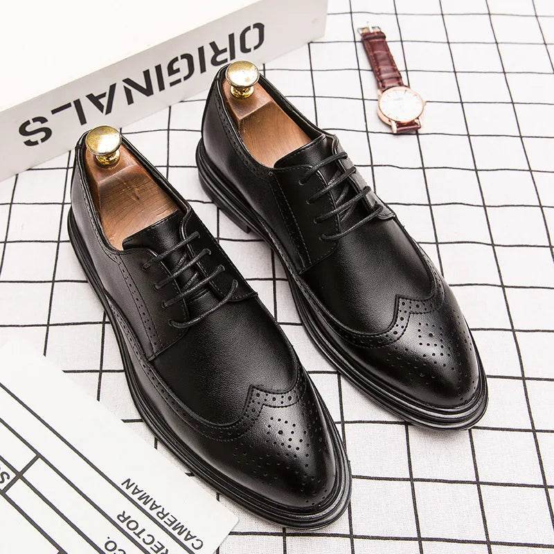 Handmade Oxford Shoes for Men Wingtip Leather Brogue Men's Dress Shoes Classic Business Formal Shoes Male Calfskin Leather Shoe - FLORANZANI- Beauté & Santé