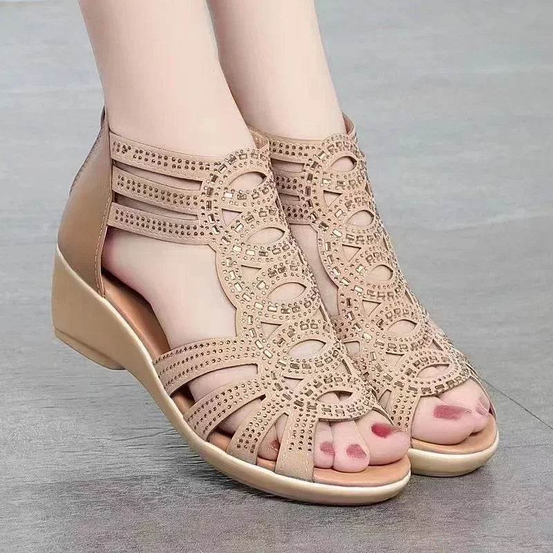 New Roman Sandals for Women 2024 Summer New Soft Sole Outer Wear Women's Wedge Shoes Fashion Casual Designer Shoes for Women - FLORANZANI- Beauté & Santé