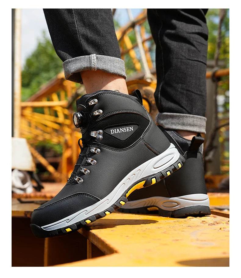 Breathable Sport Work Shoes Men Shoes Steel Toe Safety Boots Men's Work Sneaker Rotated Button Easy Wear Work Safety Boots - FLORANZANI- Beauté & Santé