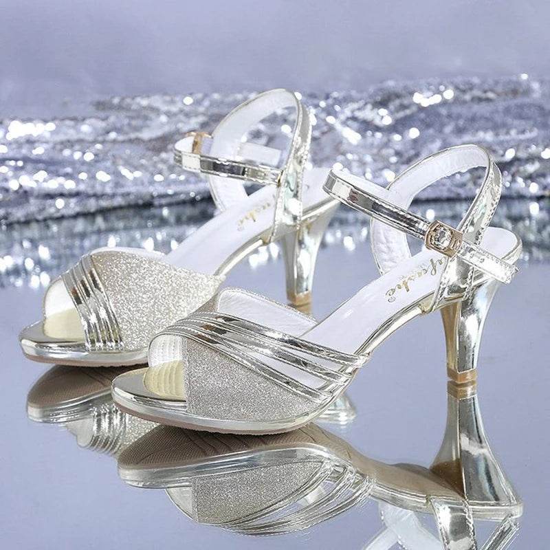 Peep Toe High Heeled Women Sandals Fashion Ladies Summer Shoes Brand Spike Heels 6cm Gold Silver - FLORANZANI- Beauté & Santé