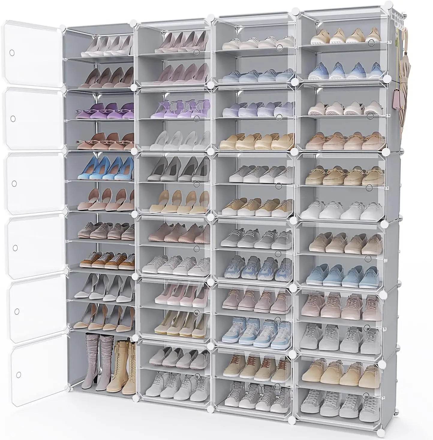 Portable Shoe Rack Organizer with Covers 48-Pair Shoe Storage Cabinet with Doors Stackable Rack Organizer - FLORANZANI- Beauté & Santé