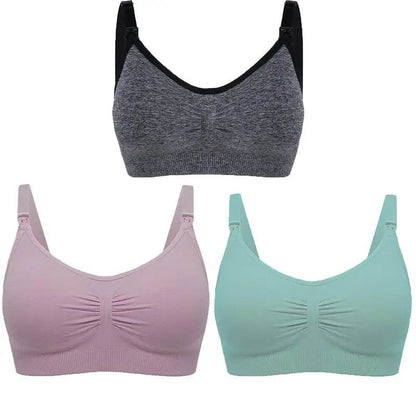 3pcs/Set High Quality Maternity Nursing Bras Cotton Breastfeeding Pregnant Underwear Seamless Large Size Breathable Bra Push Up - FLORANZANI- Beauté & Santé