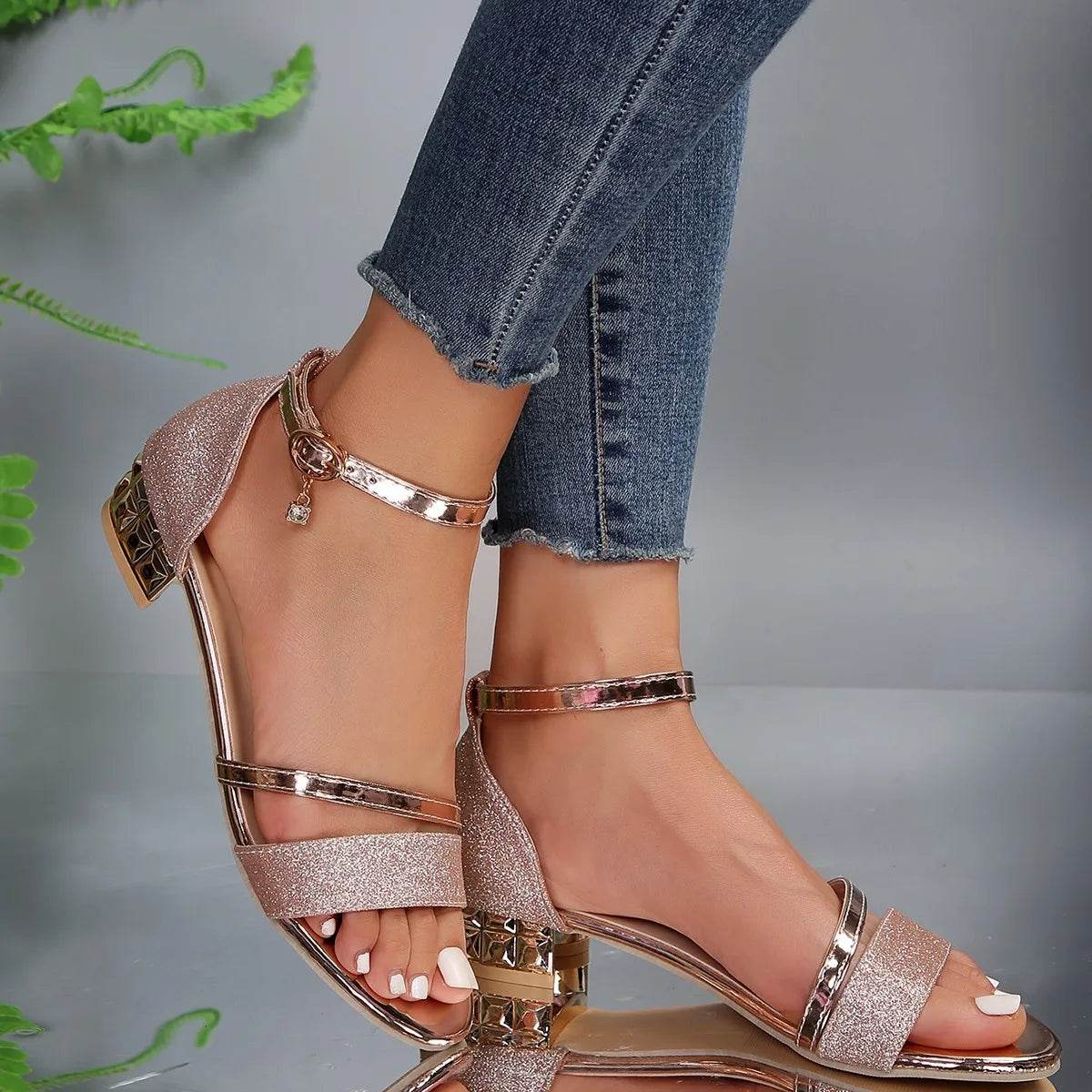 Women Sandals 2025 Summer New Fashion Sexy Medium High Heel Outdoor Sandals Elegant Casual Comfortable Wedding Shoes for Women - FLORANZANI- Beauté & Santé