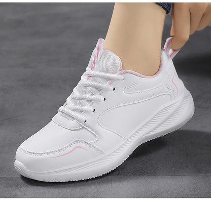 Women Running Shoes PU Leather Lace-up Men Warm Light Walking Sneaker Fitness Sport Flats Comfortable Black Size 35-44 Loafers