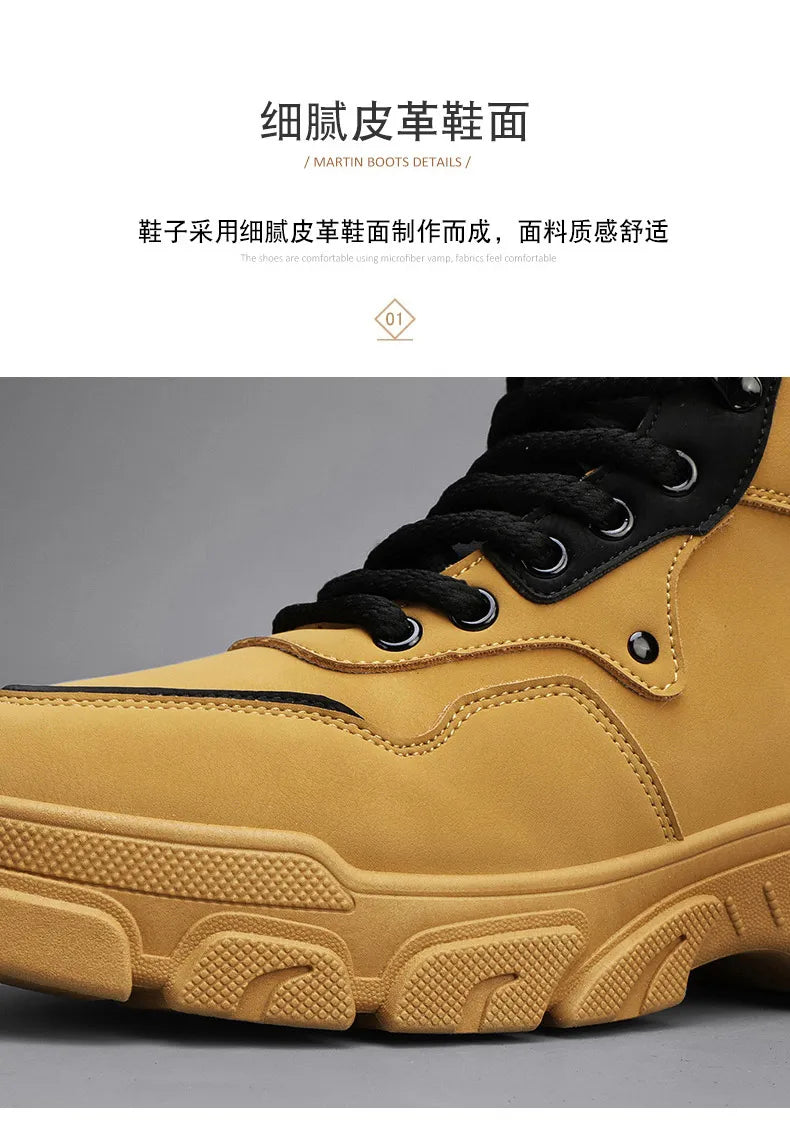 White Winter Work Short Boots for Men British Fashion  Fashion Motorcycle Boots Fashion Outdoor Sports Casual Shoes New 2024