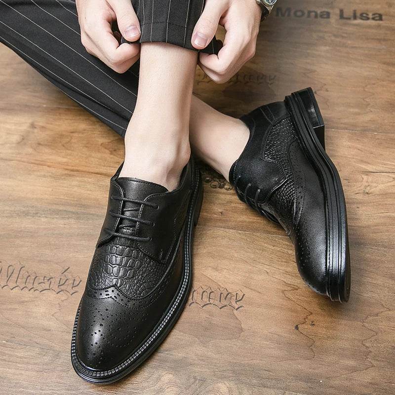 Designer Business Oxfords Formal Wedding Mens Derby Italian Original Crocodile Leather Dress Office Loafers Casual Shoes for Men - FLORANZANI- Beauté & Santé