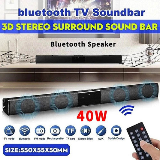 40W TV Soundbar Wired and Wireless Bluetooth Speaker Home Cinema Sound System Stereo Surround with FM Radio Music Center boombox - FLORANZANI- Beauté & Santé