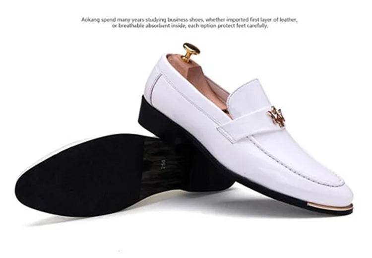 2024 New Fashion Red Men's Social Shoe Casual Glitter Leather Loafers Shoes for Men Slip-on Pointed Toe Dress Shoes Men Footwear - FLORANZANI- Beauté & Santé