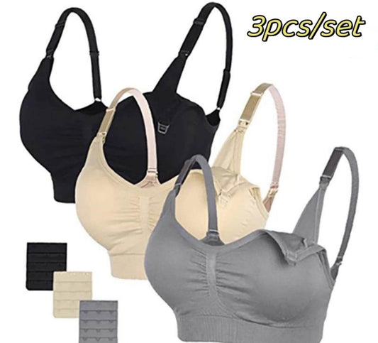 3pcs/Set High Quality Maternity Nursing Bras Cotton Breastfeeding Pregnant Underwear Seamless Large Size Breathable Bra Push Up - FLORANZANI- Beauté & Santé