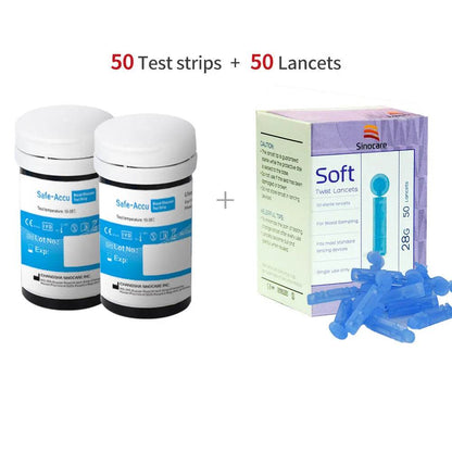 Sinocare Safe-Accu Blood Glucose Meter Glucometer Kit Diabetes Tester 50/100 Test Strips Lancets Medical Blood Sugar Meter - FLORANZANI- Beauté & Santé