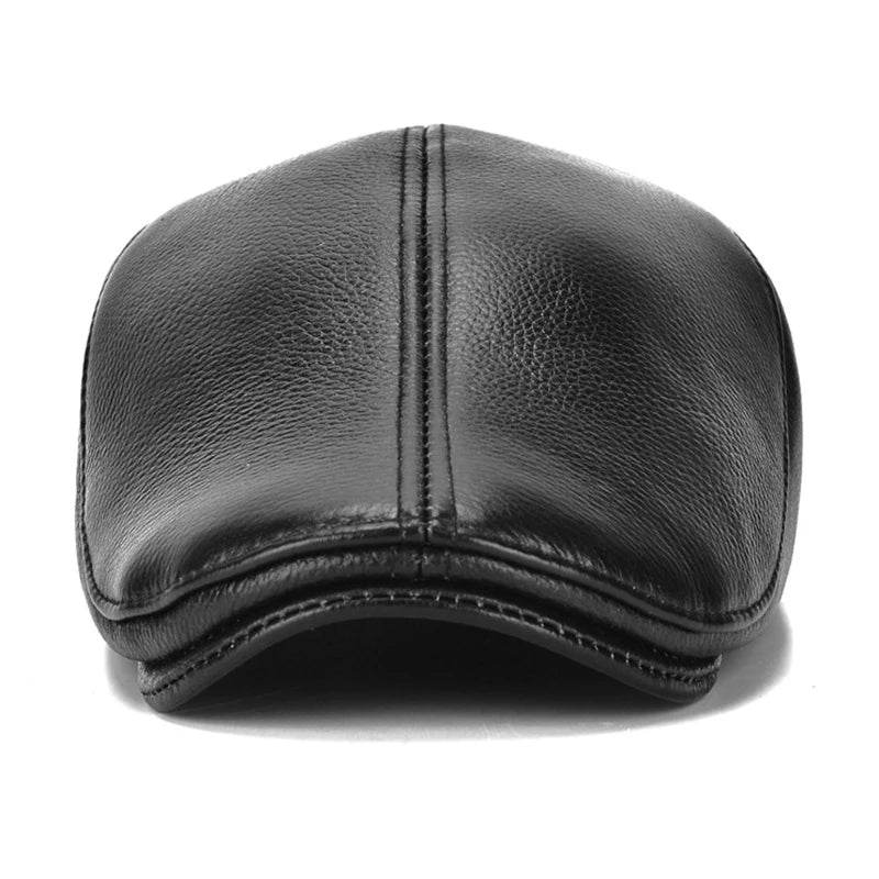 Men's outdoor leather hat winter Berets male warm Ear protection cap 100% genuine leather dad hat wholesale Leisure - FLORANZANI- Beauté & Santé