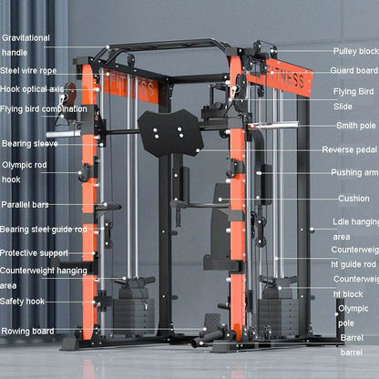 Smith machine squat gantry frame home multifunctional fitness equipment bird bench - FLORANZANI- Beauté & Santé