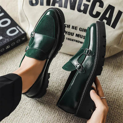 Loafers Men Leather Shoes Thick-soled British Style Black Formal Business Shoes Fashion Luxury Slip-On Casual Shoes Big Size 46 - FLORANZANI- Beauté & Santé