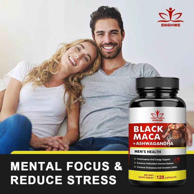 120 Black Maca Booster for Men - Maca Supplements for Health, Energy & Endurance, Muscle Mas Supplements - FLORANZANI- Beauté & Santé