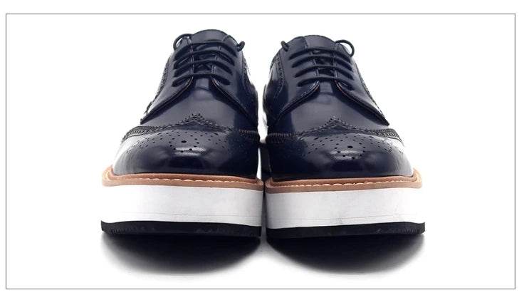 Mens Oxford Shoes Genuine Leather high quality brogue Dress Shoes Classic lace up increase Formal Shoes Man - FLORANZANI- Beauté & Santé