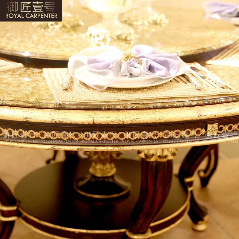 European restaurant furniture solid wood hand-carved luxury villa art glass table - FLORANZANI- Beauté & Santé