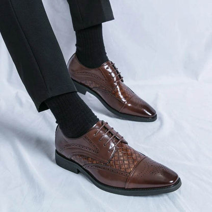 Weaving Formal Shoes For Men Brown Leather Men's Shoes Fashion Stitching Elegant Mans Autumn Footwear Male Wedding Shoes - FLORANZANI- Beauté & Santé