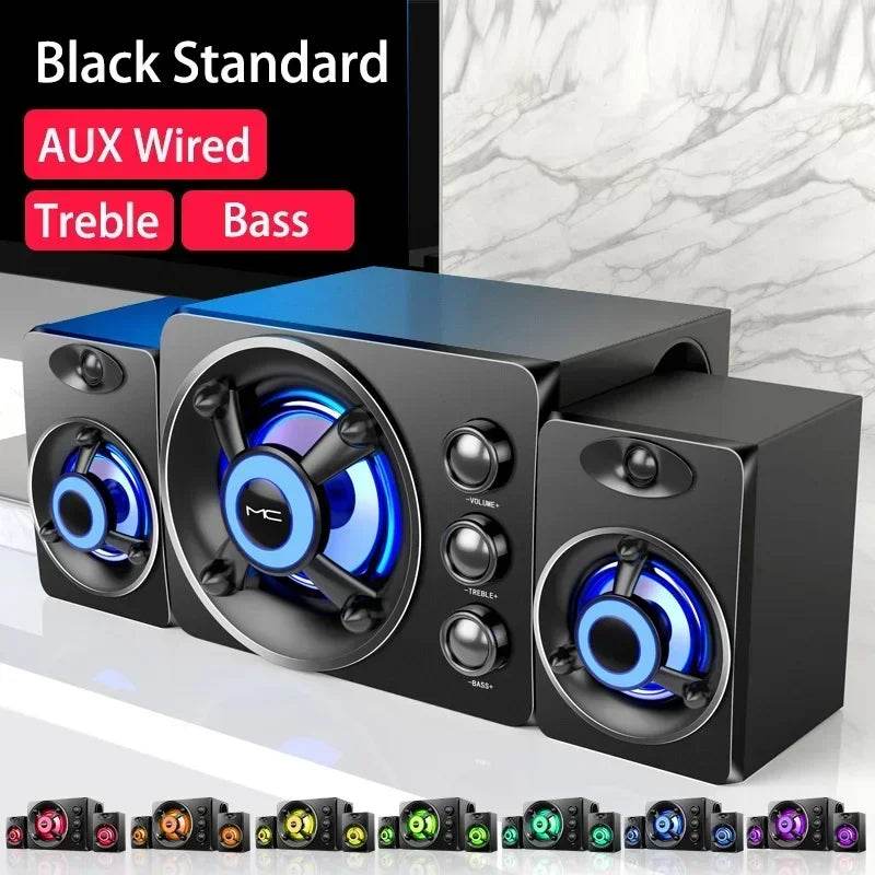 HIFI 3D Stereo Speakers Colorful LED Light Heavy Bass AUX USB Wired Wireless Bluetooth Audio Home Theater Surround Sound Bar TV - FLORANZANI- Beauté & Santé