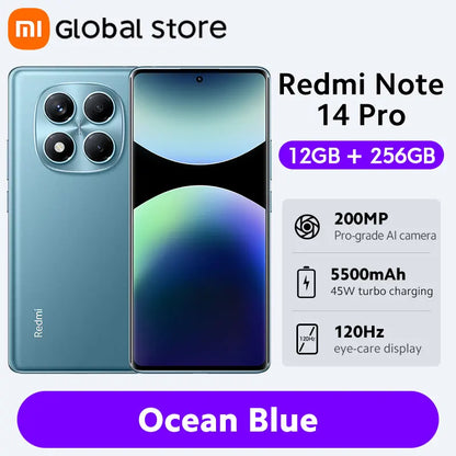 Global Version Xiaomi Redmi Note 14 Pro 4G Smartphone 6.67" AMOLED Display MediaTek Helio G100-Ultra 5500mAh 200MP AI Camera