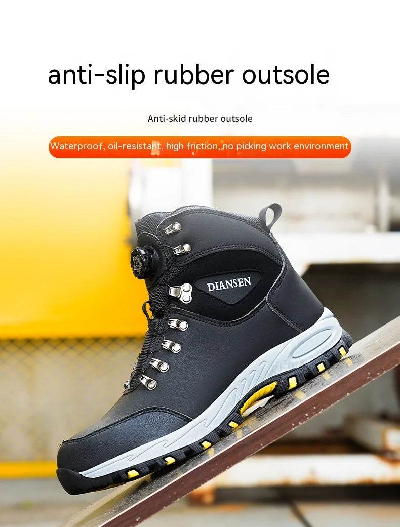 Breathable Sport Work Shoes Men Shoes Steel Toe Safety Boots Men's Work Sneaker Rotated Button Easy Wear Work Safety Boots - FLORANZANI- Beauté & Santé