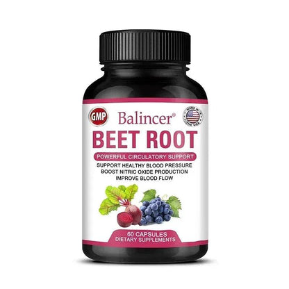 Beetroot Capsules Organic Beetroot Powder Extract + Black Pepper Nitric Oxide Production Blood Circulation Blood Pressure Health - FLORANZANI- Beauté & Santé