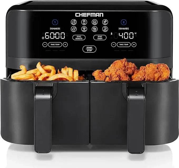 CHEFMAN 6 Quart Dual Basket Air Fryer Oven with Easy View Windows, Sync Finish, Hi-Fry, Auto Shutoff - FLORANZANI- Beauté & Santé