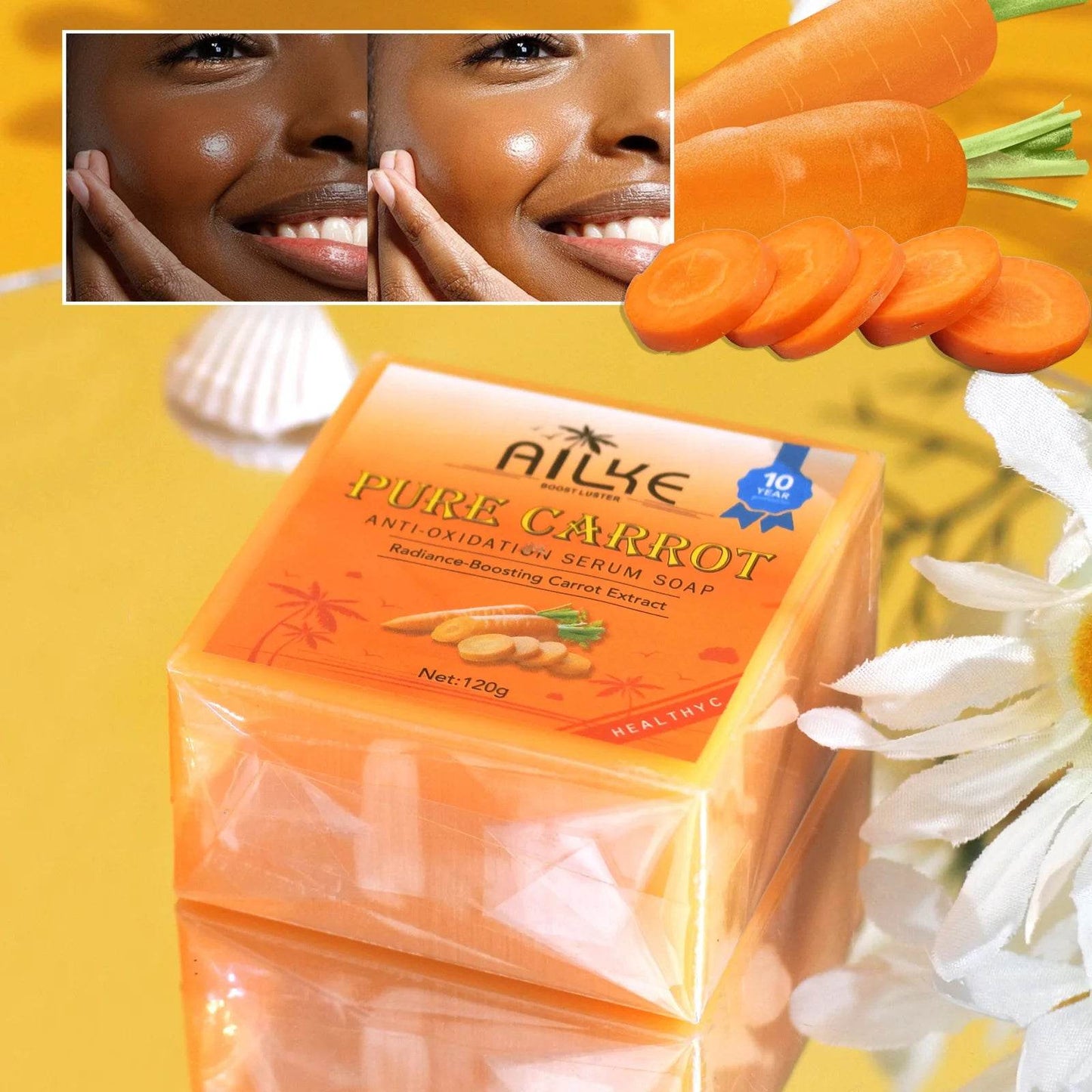 AILKE Pure Carrot Anti-Oxidation Serum Soap, Cleaning Stains, Skin Brightening Soap Bar, With Vitamin C, For Body And Face Use - FLORANZANI- Beauté & Santé