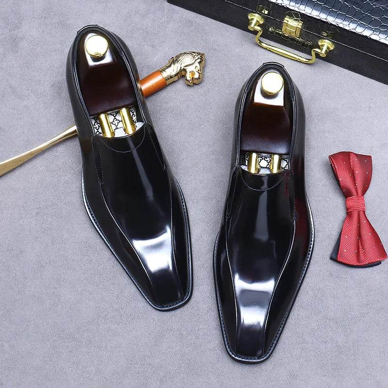 Business Formal Shoes Men's Cowhide Genuine Leather Pointed Toe Loafers Men's Office High Quality Leather Shoes Men's Suit Shoes - FLORANZANI- Beauté & Santé