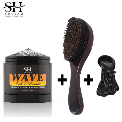 Curly Hair Cream Wave Kit for 360 Waves Hair Styling Pomade Oil Based Style Texture Wave Pomade Gel for Black Men African Braids - FLORANZANI- Beauté & Santé