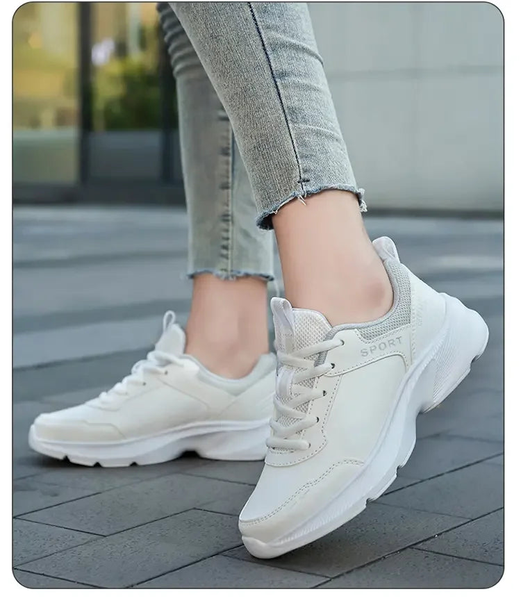 Women's Casual Shoes Breathable Walking Strap Flat Shoes Sports Tennis Women's White and Black Casual Training Shoes New 2024