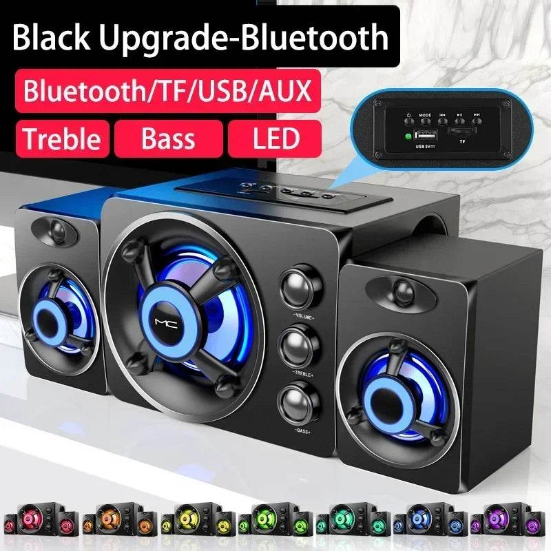 HIFI 3D Stereo Speakers Colorful LED Light Heavy Bass AUX USB Wired Wireless Bluetooth Audio Home Theater Surround Sound Bar TV - FLORANZANI- Beauté & Santé