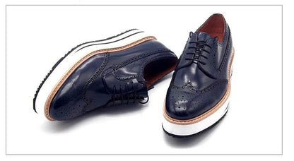 Mens Oxford Shoes Genuine Leather high quality brogue Dress Shoes Classic lace up increase Formal Shoes Man - FLORANZANI- Beauté & Santé