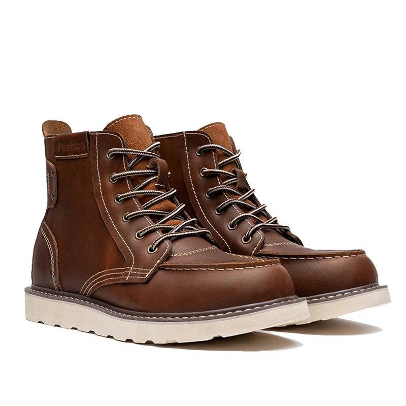 Men's Boots American Retro Tooling Boots Casual Crazy Horse Leather Vintage Man Lace Up Ankle Boots Hombre Zapatillas Hombre - FLORANZANI- Beauté & Santé